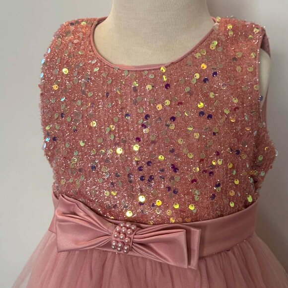 Girls Blush Pink Sequin Tulle Dress Party Holiday Formal NWOT - Picture 6 of 7